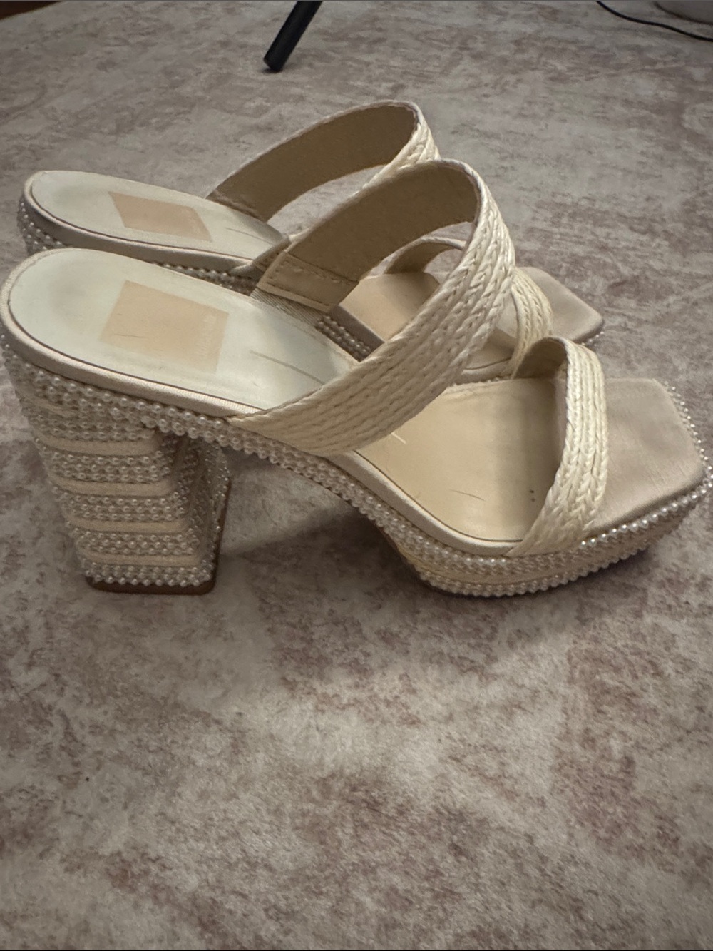Size 6 1/2 Dolce Vita Platform Aliya Pearl in Vanilla Raffia - Women